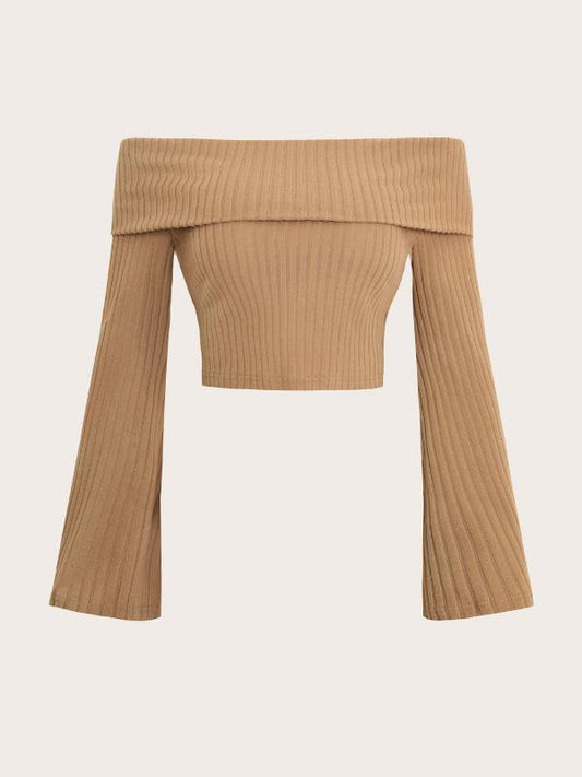 Reese Ribbed Off-Shoulder Long Sleeve Top