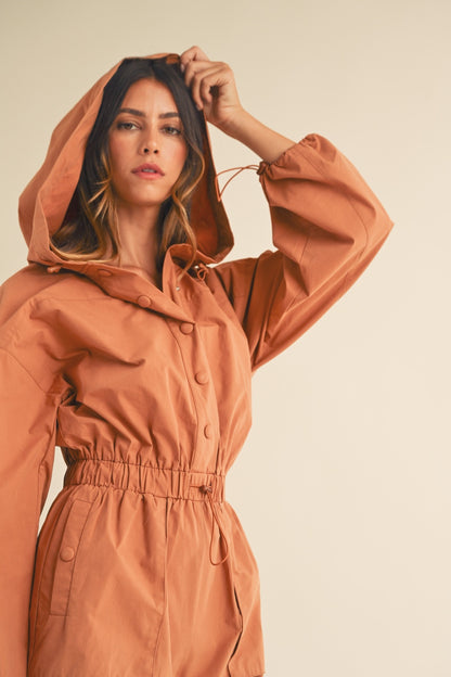 Sade Snap Down  Hooded Romper