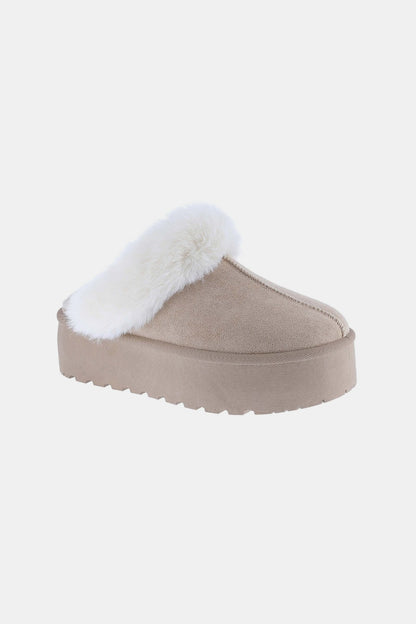 Chunky Bottom Fur Trim Slippers