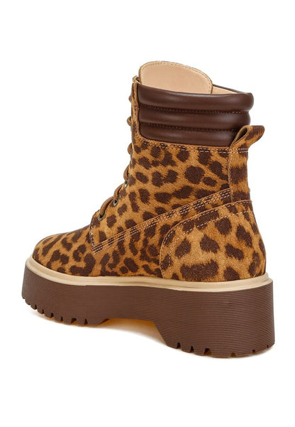 Ayce Ankle Leopard Print Suede Boots