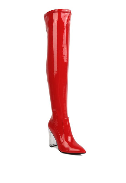 Tammi Thigh High Patent Leather Boots