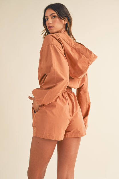 Sade Snap Down  Hooded Romper