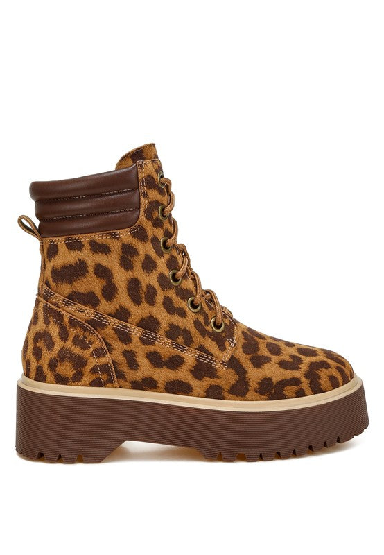 Ayce Ankle Leopard Print Suede Boots