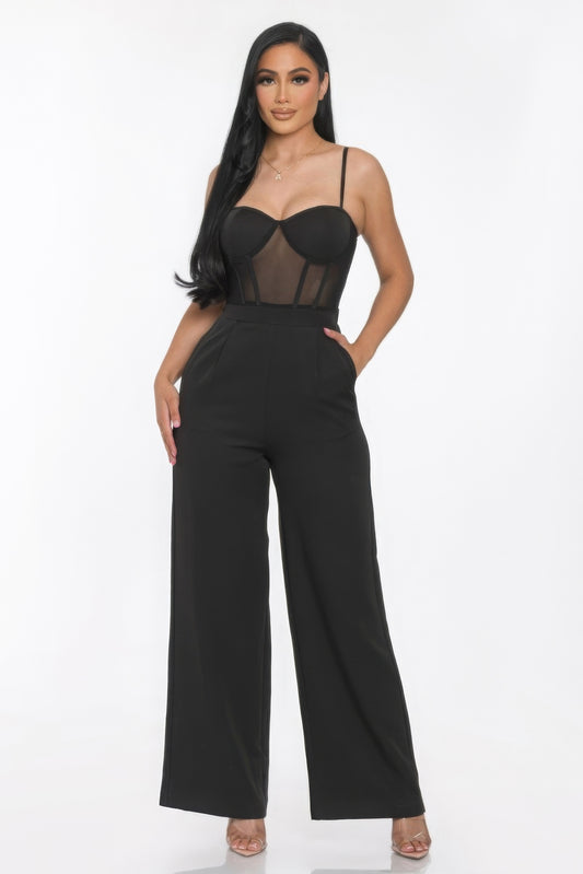 Melle Mesh Wide Leg Jumpsuit