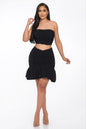 Robyn Ruffle Ruched Mini Skirt Set