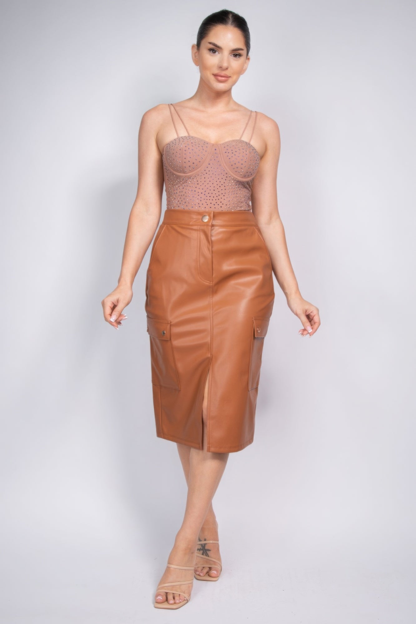 Finn Faux Leather Cargo Skirt