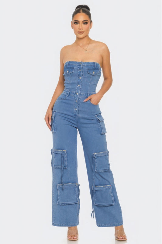 Shylyn Stretch Denim Jumpsuit