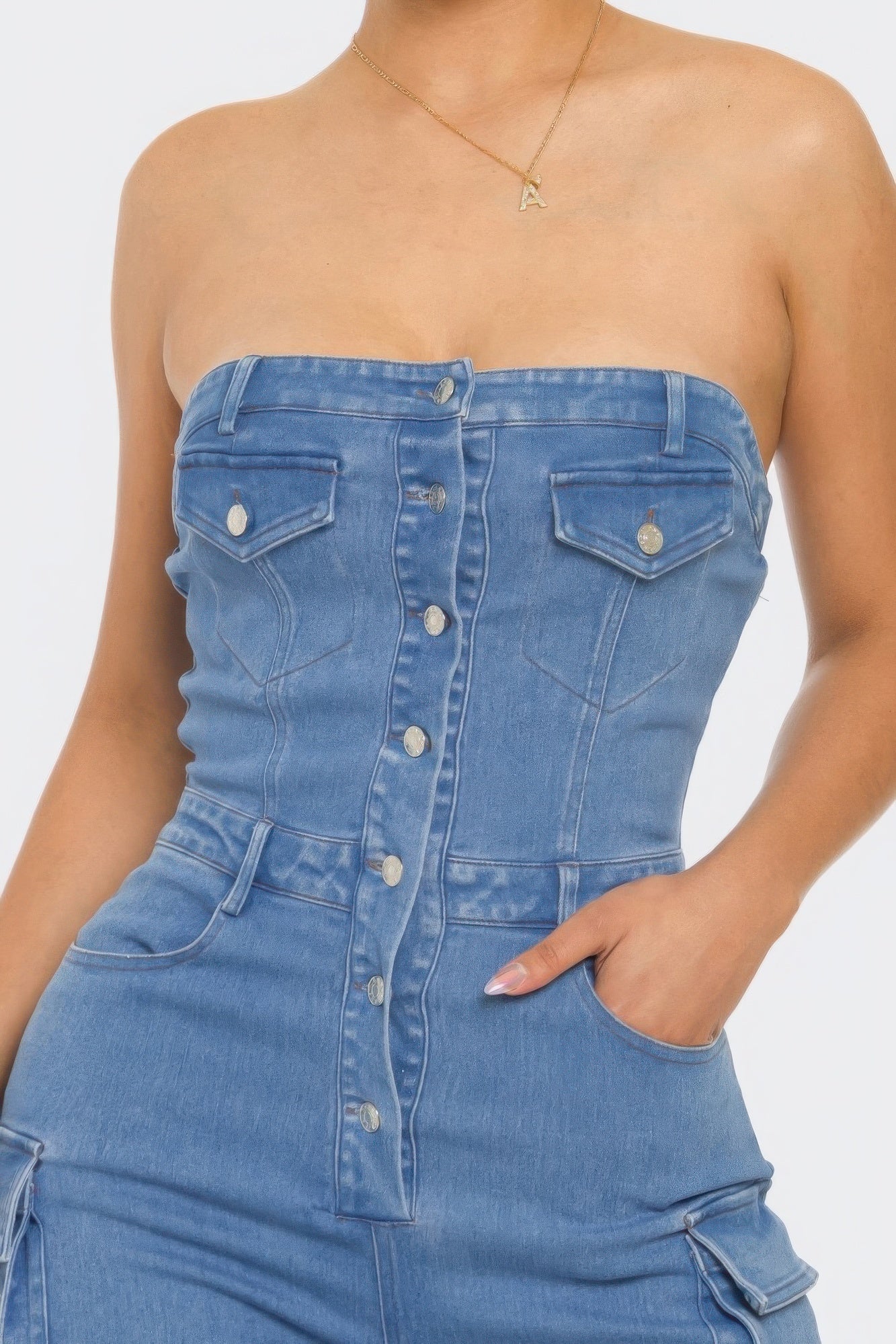 Shylyn Stretch Denim Jumpsuit