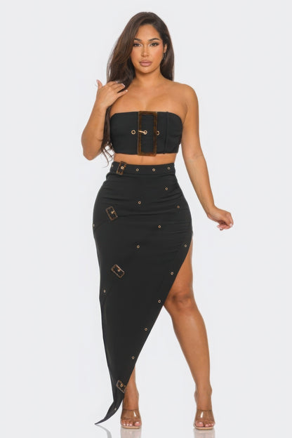 Ocean Oversized Eyelet Buckle Skirt Set