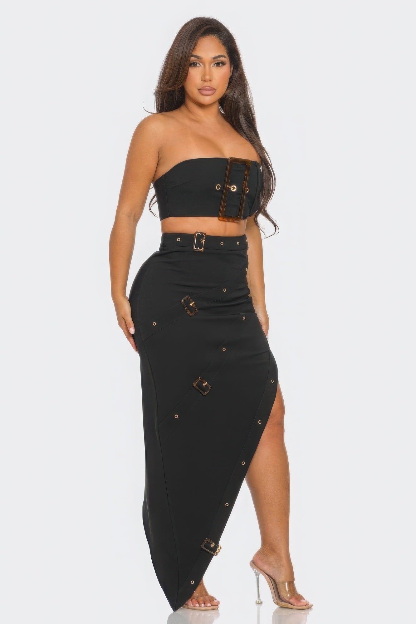 Ocean Oversized Eyelet Buckle Skirt Set