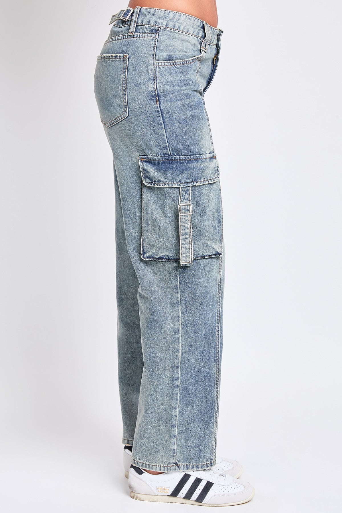 Ava Adjustable Waist Cargo Straight Leg Jeans