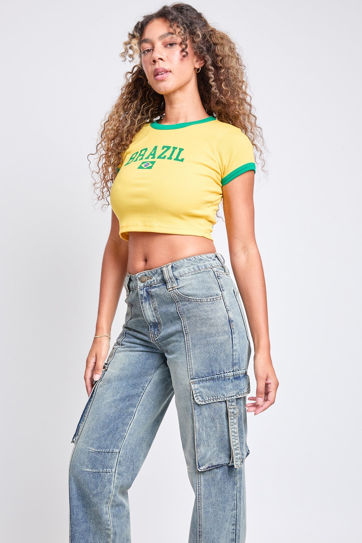 Ava Adjustable Waist Cargo Straight Leg Jeans