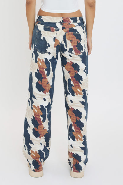 Ayia Animal Printed Wide Leg Jeans
