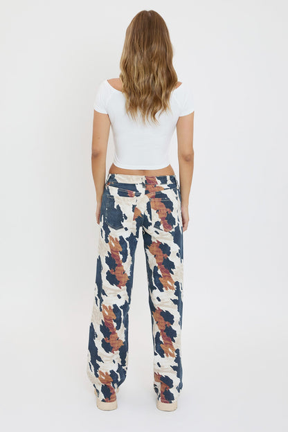 Ayia Animal Printed Wide Leg Jeans