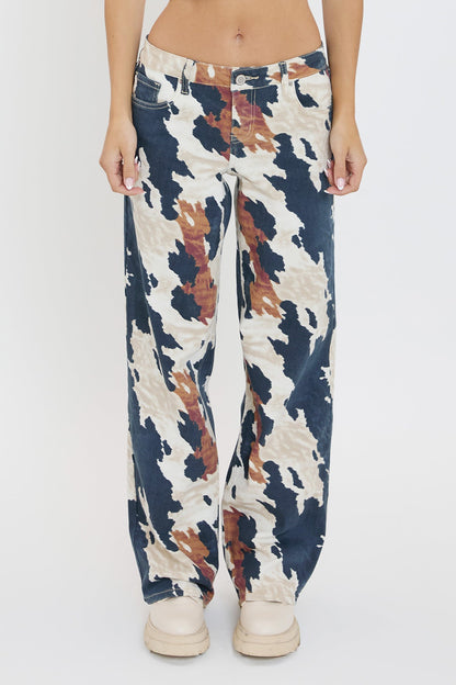 Ayia Animal Printed Wide Leg Jeans