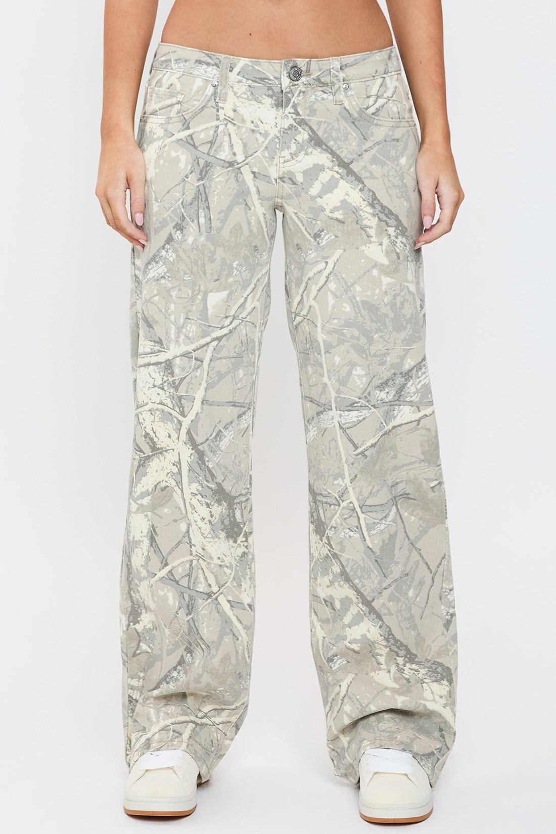 Penelope Printed Low Rise Wide Leg Jeans