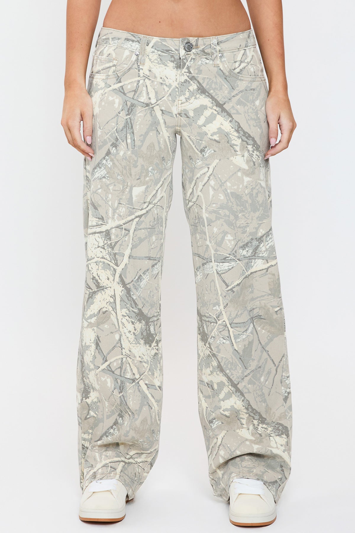 Penelope Printed Low Rise Wide Leg Jeans