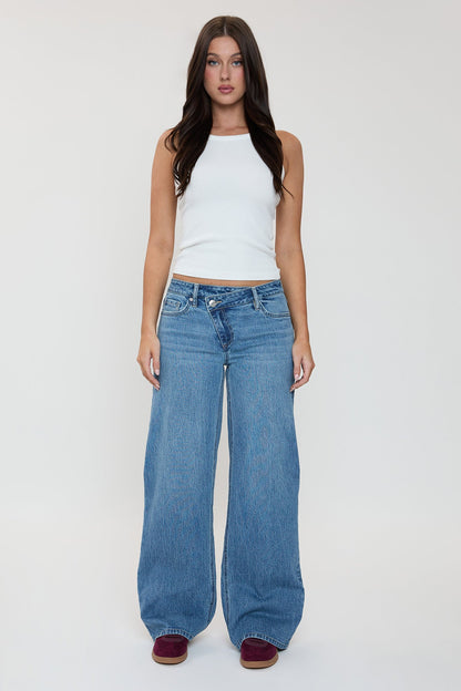 Asa Asymmetrical Wide Leg Jeans