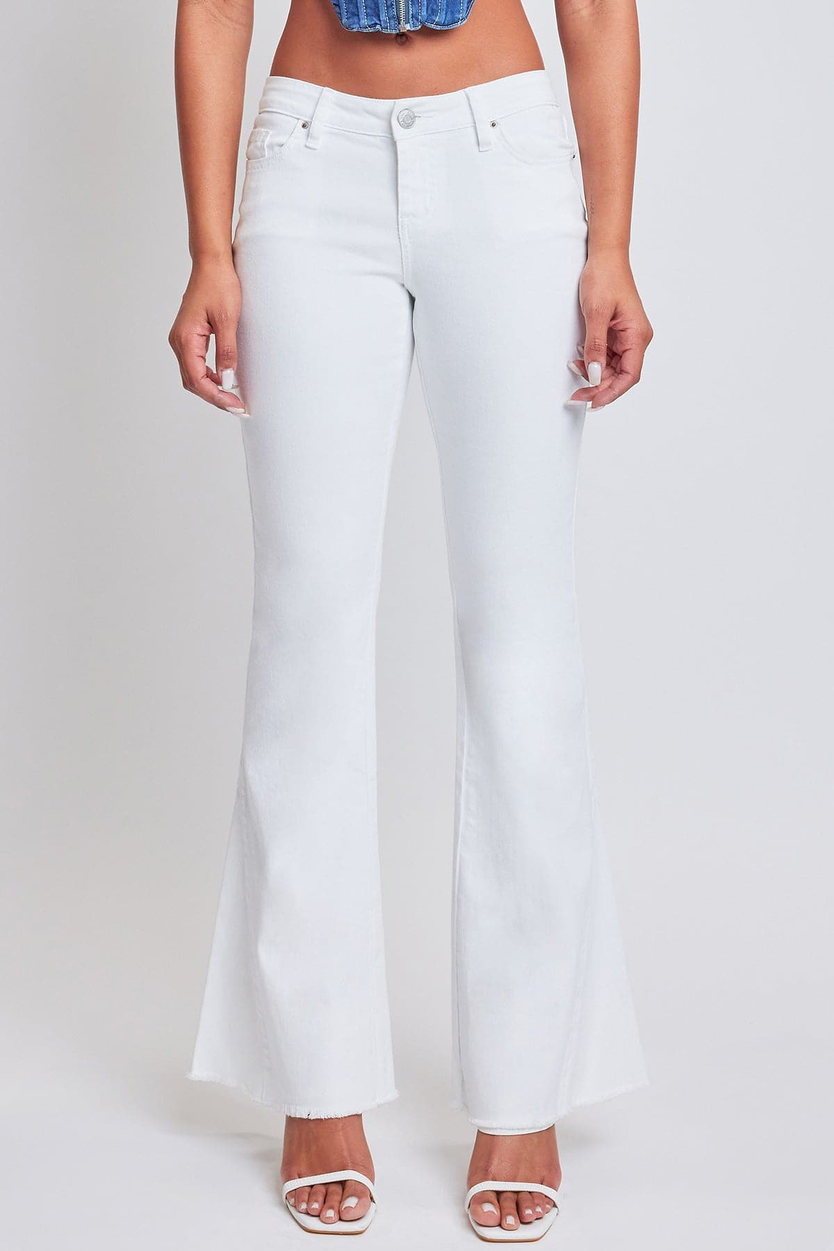 Leza Low Rise Fray Hem Flare Jeans