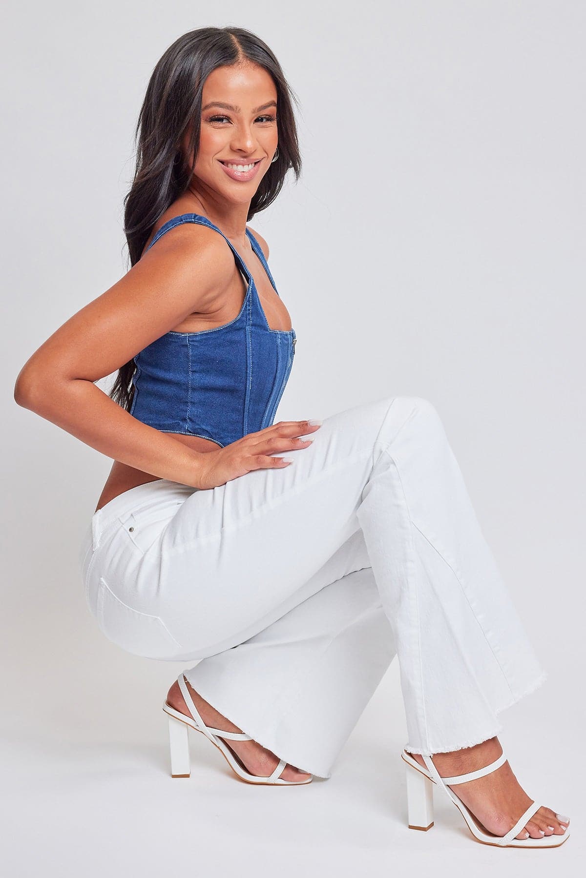 Leza Low Rise Fray Hem Flare Jeans