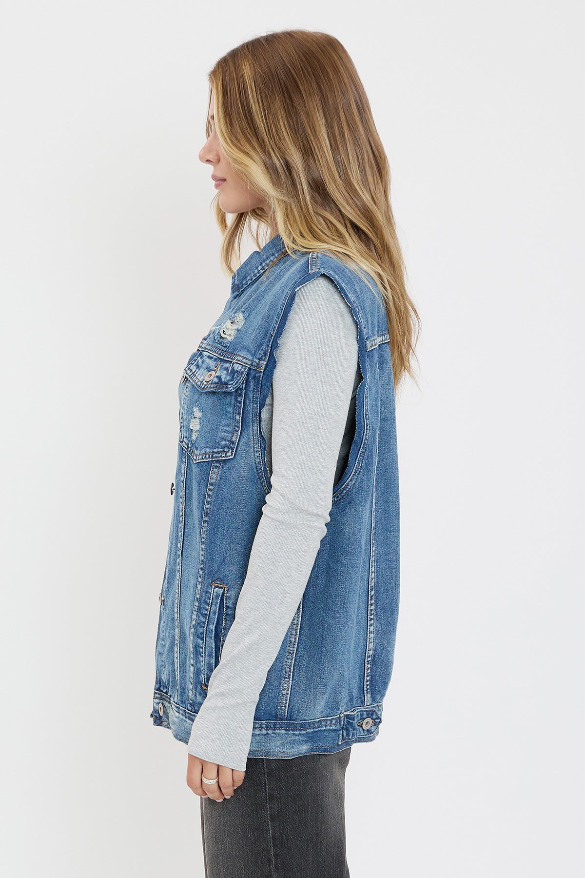 Ola Oversized Boyfriend Denim Vest