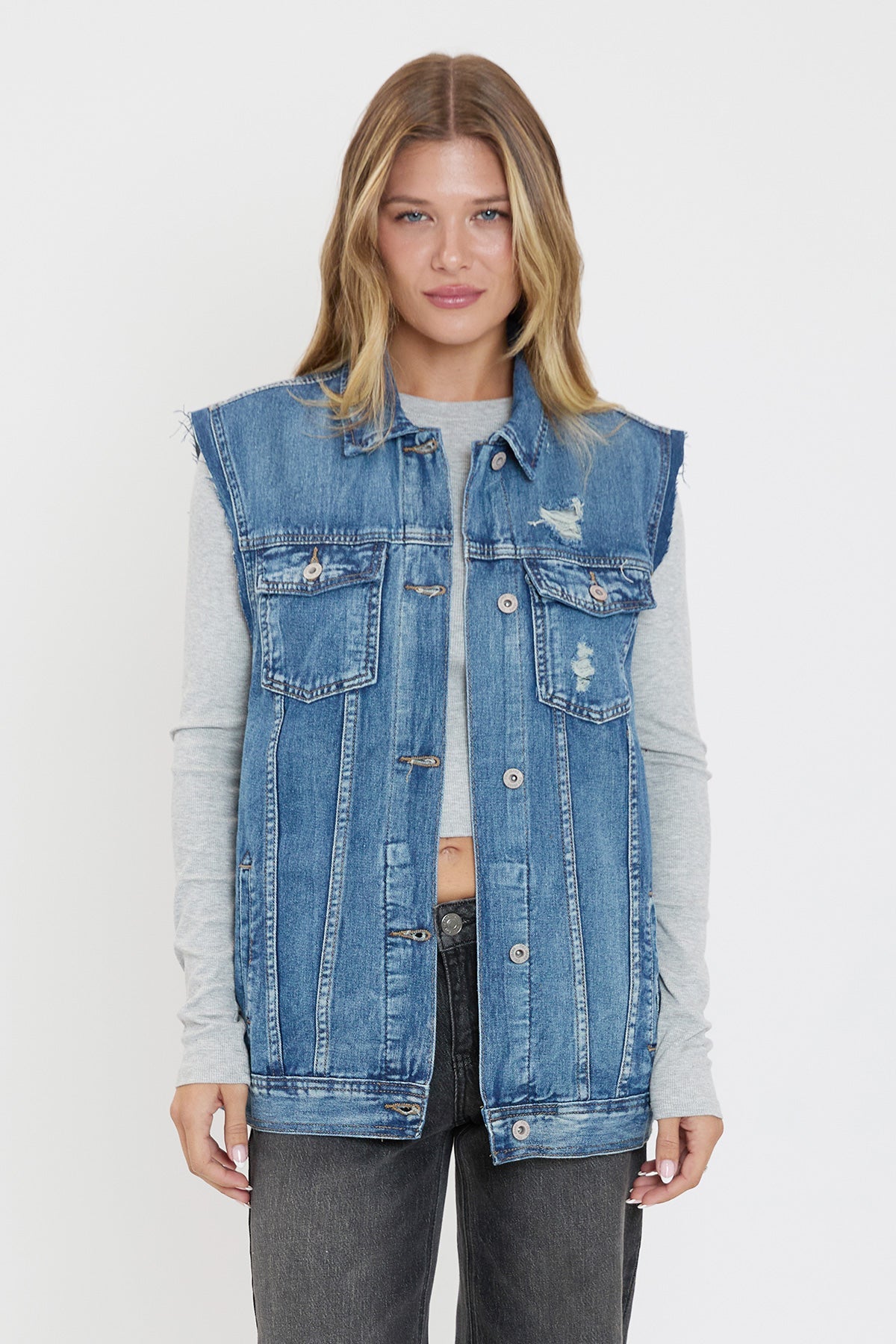 Ola Oversized Boyfriend Denim Vest