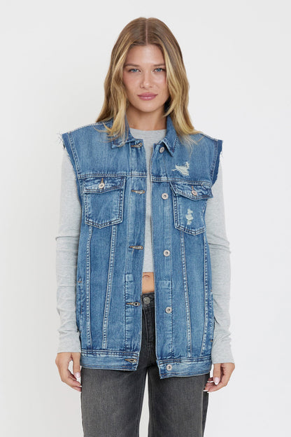 Ola Oversized Boyfriend Denim Vest