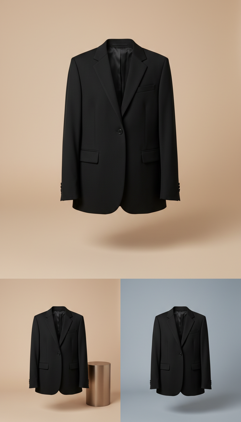 Tailored crepe blazer in obsidian black