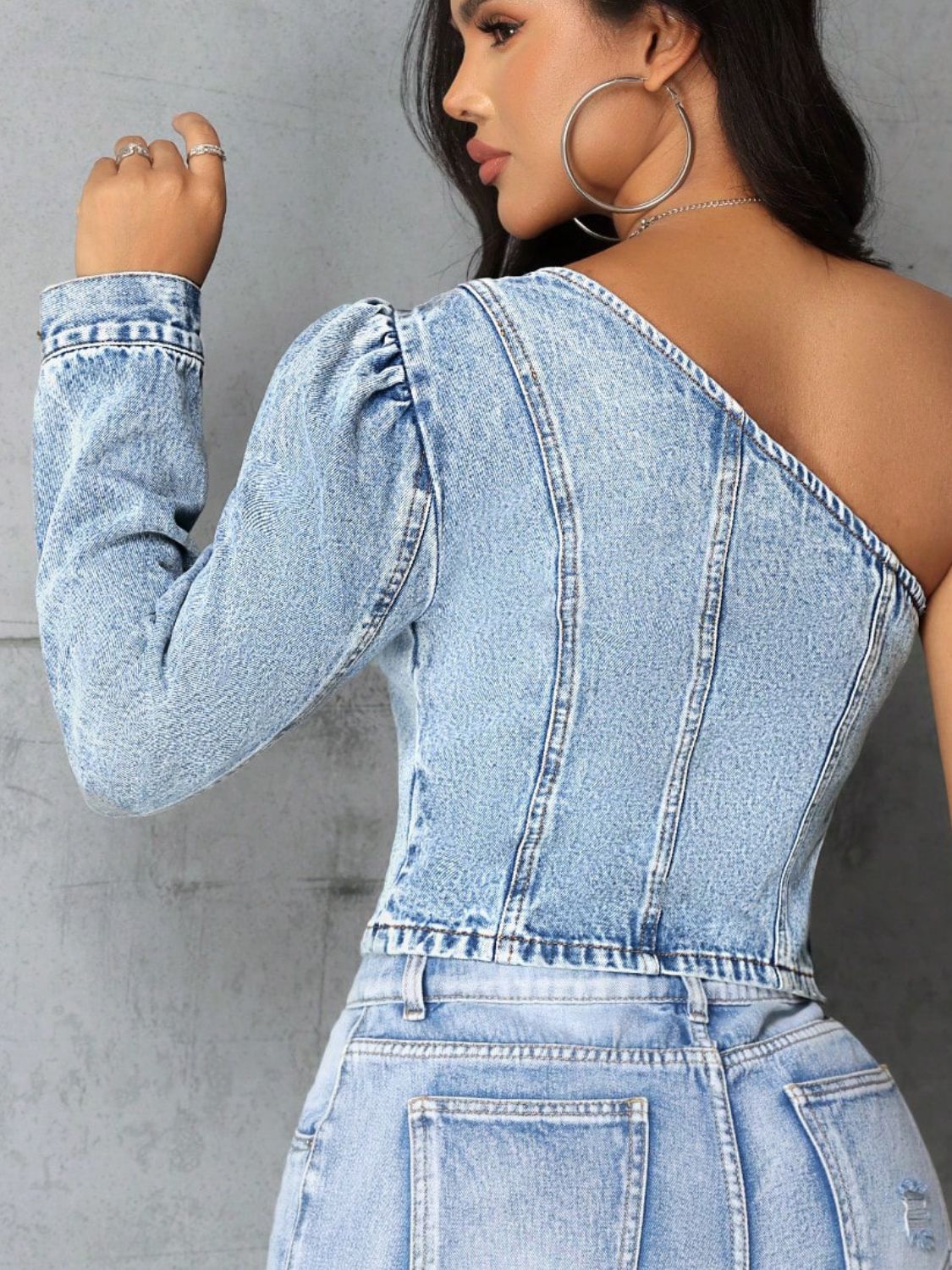 Octavia One Shoulder Denim Top