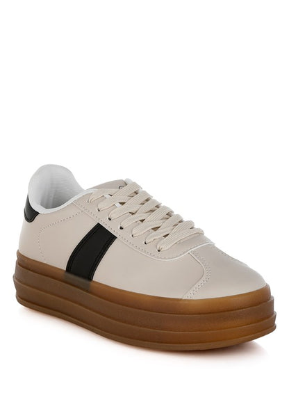 Faye Faux Leather Lace-Up Sneakers