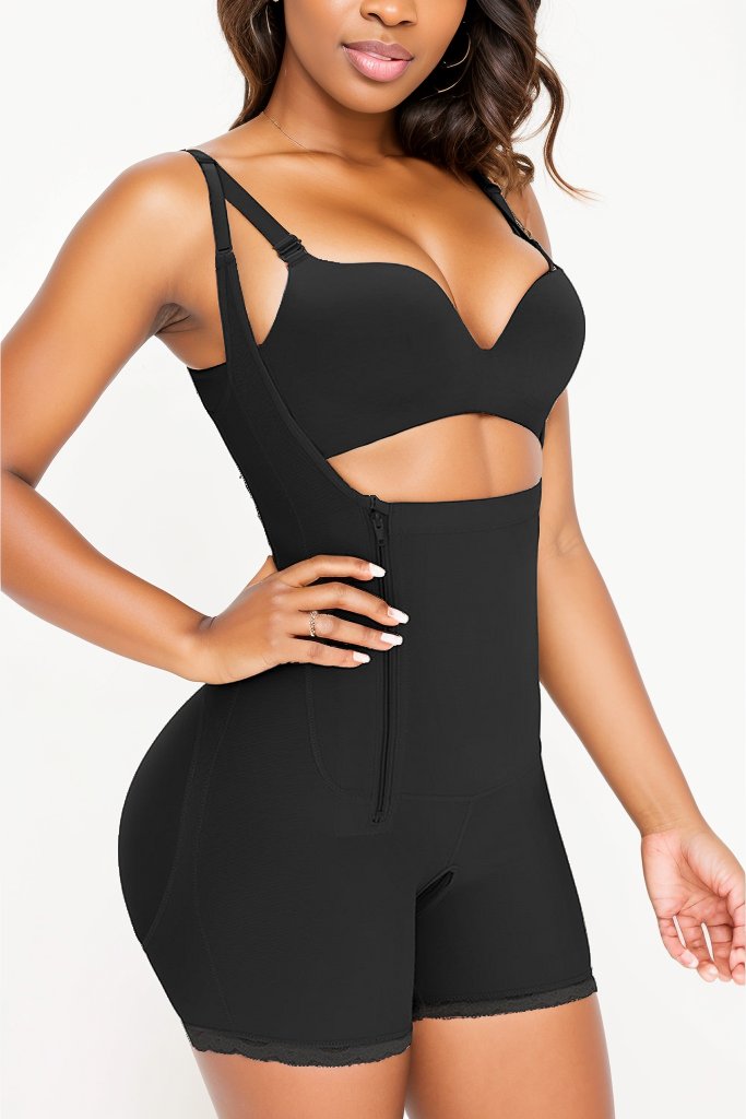 Side Zipper Under Bust Bodysuit Shaper