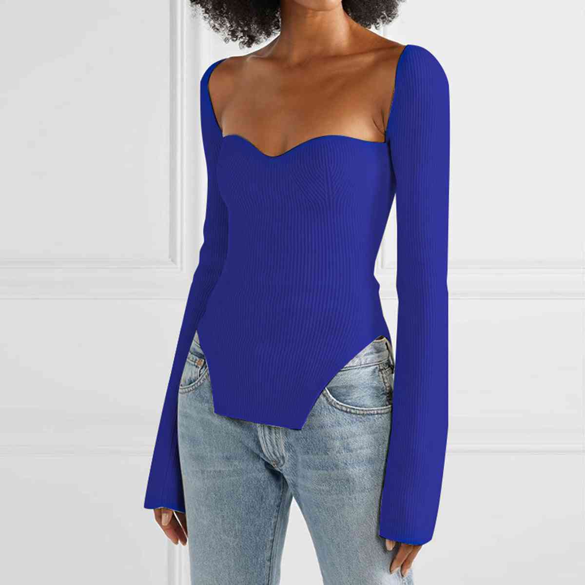 Shilo Sweetheart Long Sleeve Knit Top