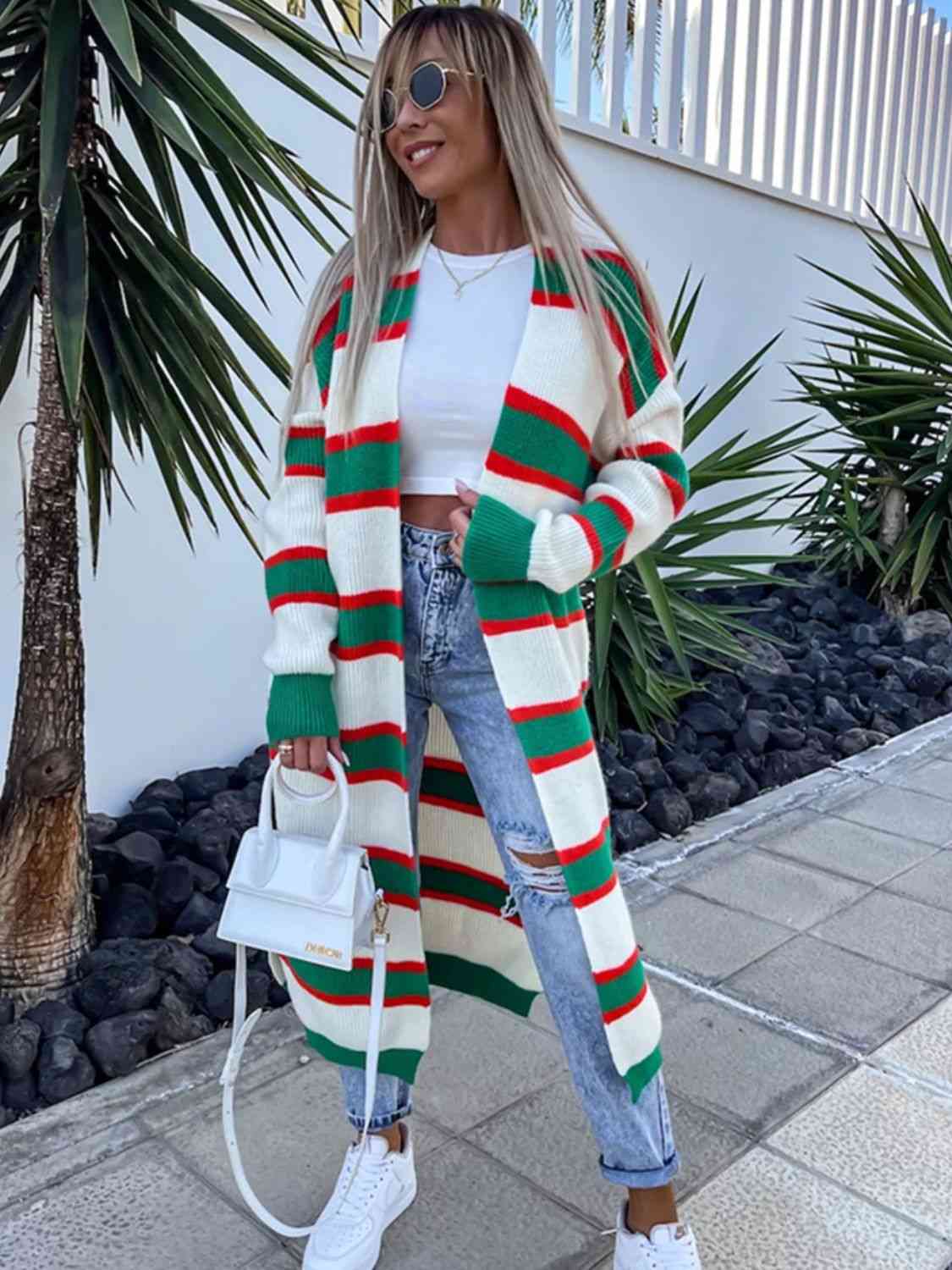 Kadie Striped Open Front Cardigan