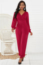 Surplice Lantern Sleeve Jumpsuit