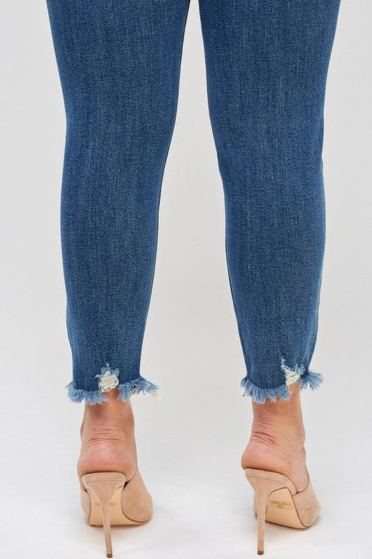 High Rise Distressed Skinny Ankle Jeans