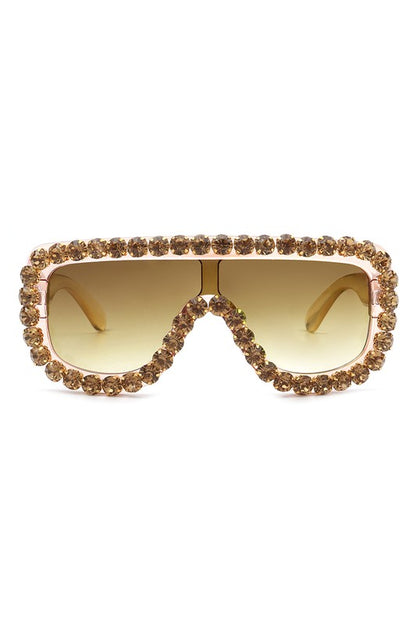 Oversize Rhinestone Aviator Sunglasses