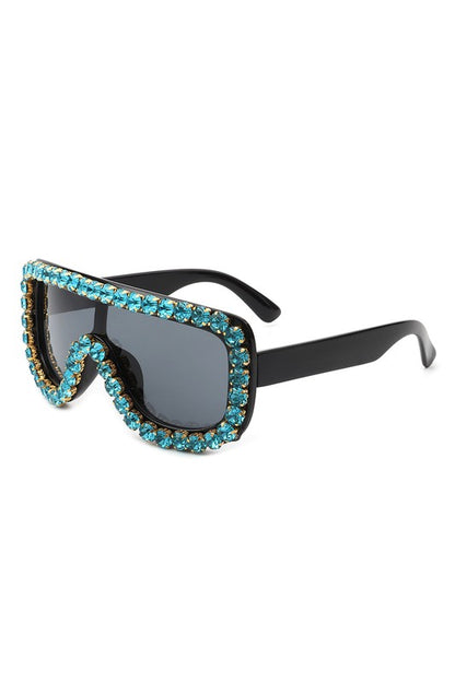 Oversize Rhinestone Aviator Sunglasses