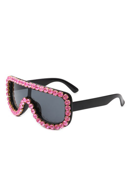 Oversize Rhinestone Aviator Sunglasses