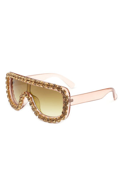 Oversize Rhinestone Aviator Sunglasses