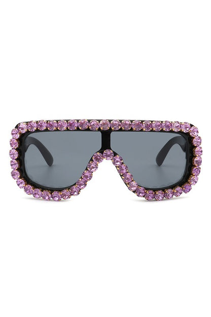 Oversize Rhinestone Aviator Sunglasses