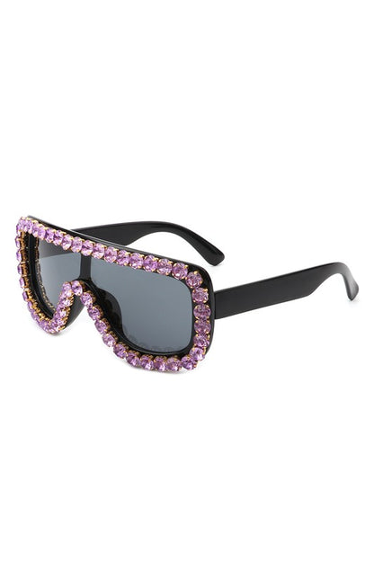 Oversize Rhinestone Aviator Sunglasses