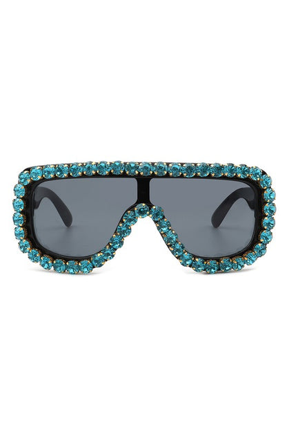 Oversize Rhinestone Aviator Sunglasses