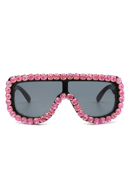 Oversize Rhinestone Aviator Sunglasses