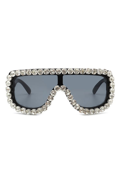 Oversize Rhinestone Aviator Sunglasses