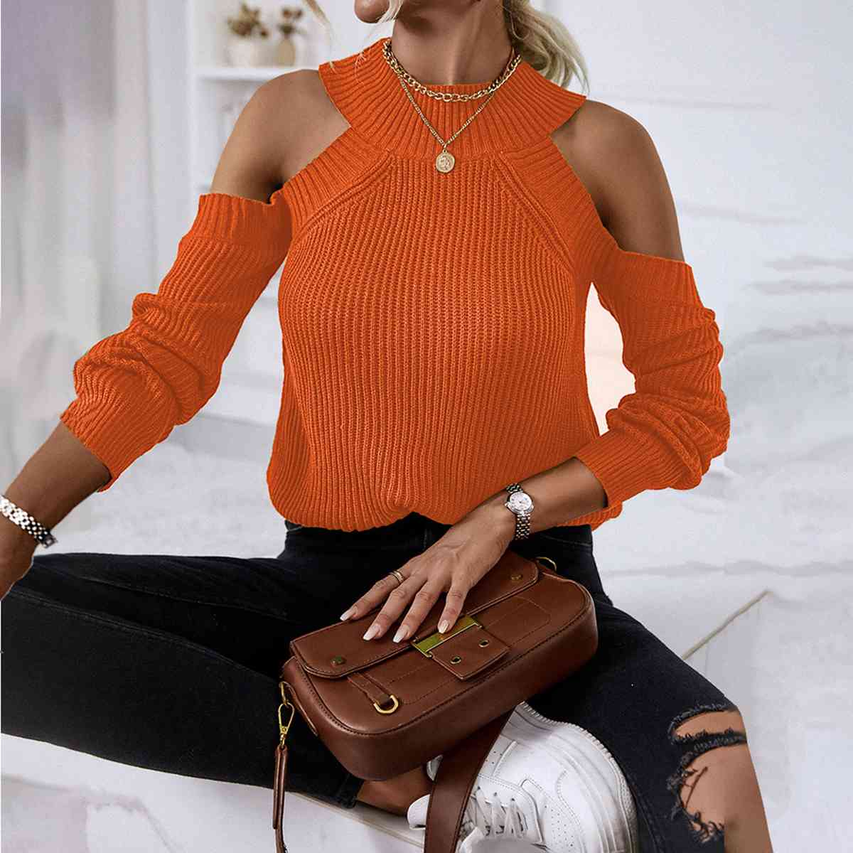 Tisha Cold-Shoulder Sweater