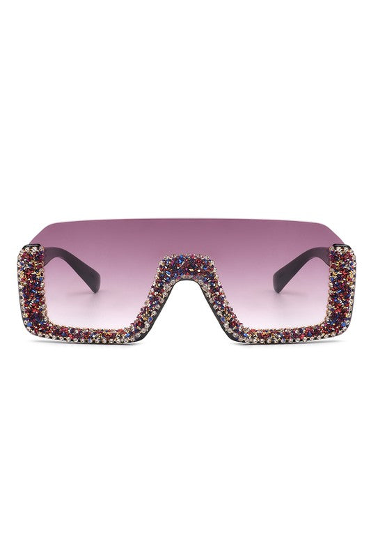 Square Half Frame Oversize Sunglasses
