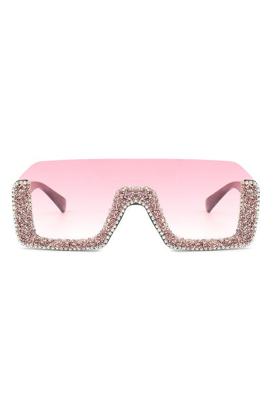 Square Half Frame Oversize Sunglasses
