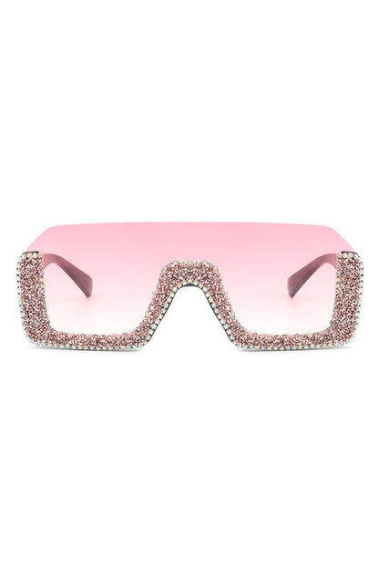 Square Half Frame Oversize Sunglasses