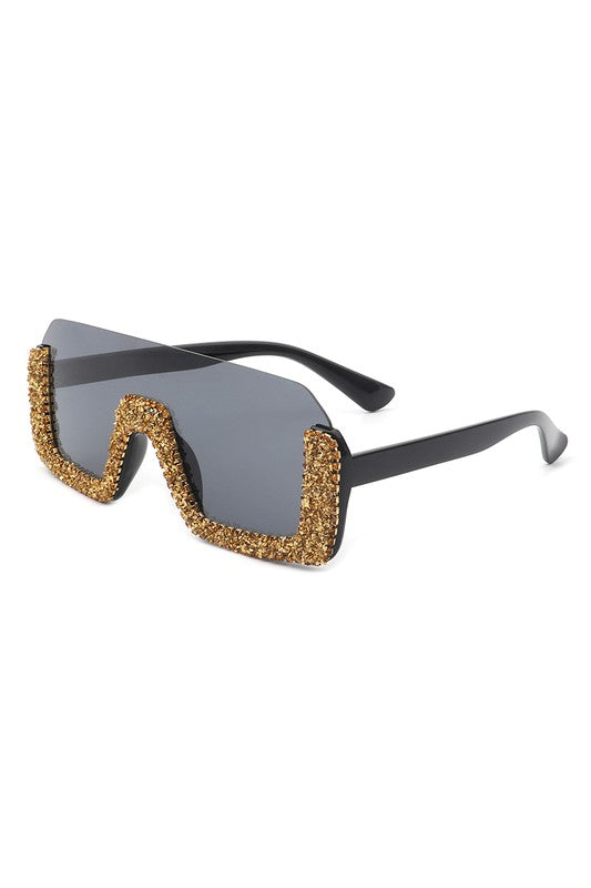 Square Half Frame Oversize Sunglasses
