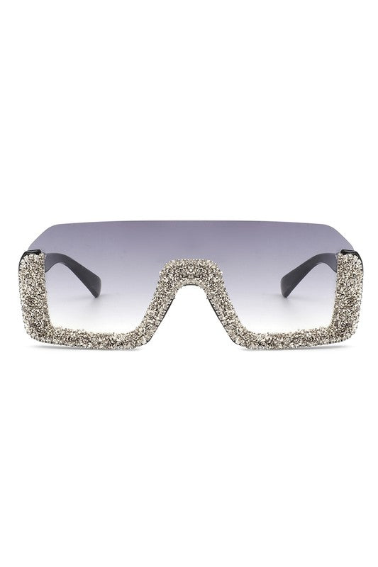 Square Half Frame Oversize Sunglasses